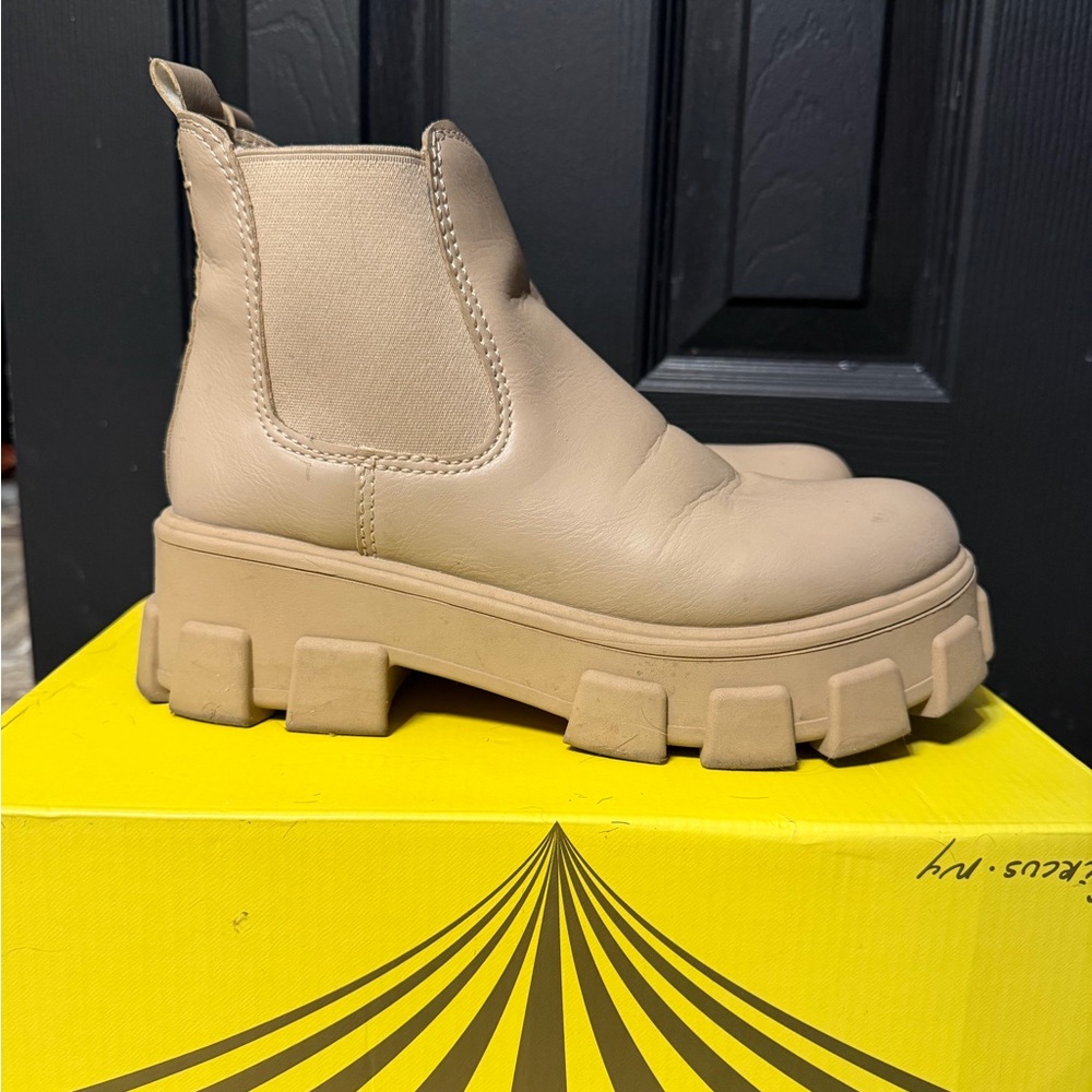 Chunky Beige Ankle Boots